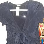 Brandy Melville Black Tie Front Ruffle Top Photo 3