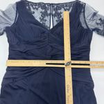 Adrianna Papell  Dress Womens Size 10 Blue Lace Embellished Sleeve Gown Formal Photo 10