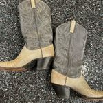 Vintage Dan Post Two Tone Gray Leather Cowboy Boots 4209 Women Size 5.5C W/ Box Photo 2