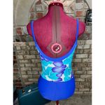 Christina one piece swimsuit Vintage floral blue purple Size 10 Photo 4