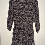 Rebecca Taylor 100% Silk Geo Dress Long Sleeve Gray Cut Out Preppy Goth Vacation Photo 0