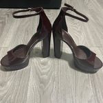 Paige Burgundy Patent Leather Platform Block Heel Sandals Worn Once 7 1/2 Photo 5
