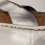 Birkenstock Gizeh metallic silver leather slide on sandal size EU 41 US 11-11.5 Photo 6