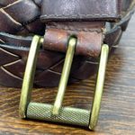 Women's Metal Buckle Full Grain Leather Braided Belt Brown Size MD(34 Photo 3