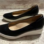 Naturalizer  Leather Susan Wedge Size 8.5 Slip-On Platform Black Office Comfort Photo 1