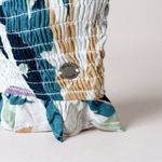 Roxy  Smocked Puff Sleeve Crop Top Large Tropical Leaf Print Boho Festival‎ Photo 4