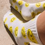 Yellow Little Smiley Face Socks Photo 3