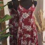 Abercrombie & Fitch  Long Maxi Floral Dress Dark Red Wine Burgundy Small Photo 2
