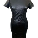 Sami & Jo Vegan leather short sleeve sheath pencil dress corporate goth Photo 0