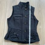 Tribal Black Faux Fur Lined Vest Size Medium Zip Up Buckle Accents Photo 6