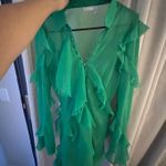 ASOS Asks green ruffle long sleeve button down dress Photo 0