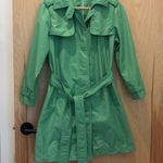Gap  Women's Trench Coat Mint Green Belted Crop Sleeve Size Small Photo 1
