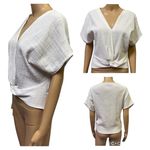 ZARA White Gauze Twisted Front Dolman Short Sleeve Lightweight Top Womens Small Photo 1