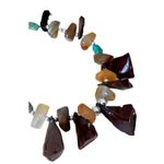 Gemstone Chip Beads, Vintage Brown Obsidian, Turquoise, Agate Beaded Necklace Photo 3