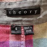 Theory  Rainbow Plaid Collared Shirt Dress Size 4 100% Cotton Photo 6