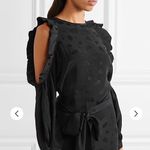 Maje Rod Black Jacquard Viscose Cold Shoulder Mini Dress Ruffle Paisley LBD chic Photo 3