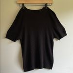 Black Ribbed Short Sleeve Sweater Size L Photo 3