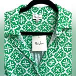 NWT Remi James NYC Women’s Green White Floral Print Wrap Long Sleeve Top Large Photo 1