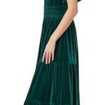 Faeriesty Elegant Green Velvet Maxi Tiered A Line Plus Size Dress Photo 2