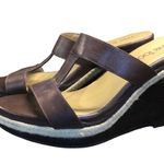 Me Too Jacki Brown leather wedge sandals Women’s Size 7 Photo 0
