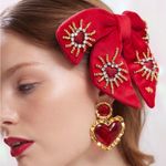 Lele Sadoughi NWT  LIPSTICK RED LIBBY CRYSTAL HEARTBURST BOW BARRETTE Photo 0
