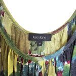Karen Kane Abstract Floral Puff Sleeve Blouse Green Multicolor Boho Y2K Retro M Photo 2