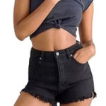 We The Free Free People  CRVY Black distressed high-rise cut-off jean shorts 🫧 Photo 0