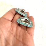 Blue and silver tone triangle post earrings Photo 5