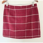 Lulus  Spence Wine Red Plaid Mini Skirt Chic Retro A-Line Wool-Look Stylish Sz L Photo 2