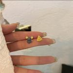 Small Asymmetrical Mouse & Cheese‎ Stud Earrings CuteTrendy little Earrings Yellow Photo 4