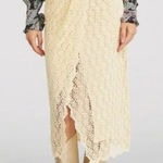 Isabel Marant  Evelina Faux Wrap Cotton Guipure Lace Midi Skirt in‎ Ecru Photo 0
