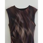 ZARA  NWT Printed tulle mesh fully lined fitted ruched midi dress Photo 5