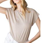 Free People  Daydreamer Cream Short Sleeve Tee Bodysuit Sz M Photo 12