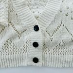 Free People Chloe Cardigan Size Large Cream Open Knit V-Neck 3 Button Photo 4
