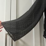 Sheer Black‎ Peplum Blouse w/ Colorful Rose Floral Embroidery Bell Sleeves small Black Photo 3