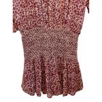 Ulla Johnson  Samira‎ Drop Waist Size 2 Silk Bordeaux Red Floral Sheer Smocked Photo 4
