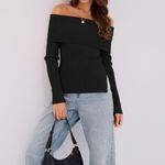 Zaful Womens Off The Shoulder Pullover Sweater Long Sleeve Ribbed Knit Top Y2K Photo 4