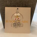 Red heart sun flower earrings set Photo 1