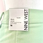 Nine West Light Green High Waist Pleated Women's Shorts Photo 4