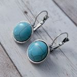Turquoise Tone & Silver Tone Dangle Earrings for Pierced Ears Blue Photo 2