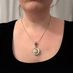 Artisan Sterling Silver 925 Mother of Pearl Blister Pearl Pendant Necklace Photo 4