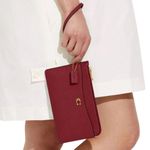 Coach NWT L Zip Wristlet Cherry/Brass Photo 4
