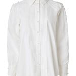 Prabal Gurung x RTR Poplin Split Sleeve Tuxedo Shirt in White, Size US 4 White Photo 0