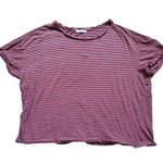 ZARA Shirt Women Medium Top Red Stripped Short Sleeve Oversize Top Blouse Photo 0