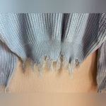 Polly & Esther Baby Blue Destructed Cable Knit Cropped Lightweight Sweater M Photo 3