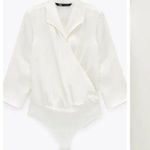 ZARA White Satin Effect Bodysuit with Crossover V-neckline. Photo 5