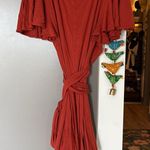 Free People  Orange Flutter Sleeve Wrap Romper V Neck Photo 2