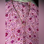 Victoria's Secret  Pink/white/gold Silk Blouse/Tunic Size M/L Photo 3