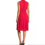 Nanette Lepore  size 6 crimson ruby pleated dress sleeveless mock neck 3 button Photo 3