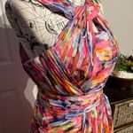 NWOT Bridess Crisscross Straps Keyhole Pleated Overlay Chiffon Empire Cutouts Fit Flare Marble Abstract Print Vintage y2k Accordion Multiple Size 10 Photo 2